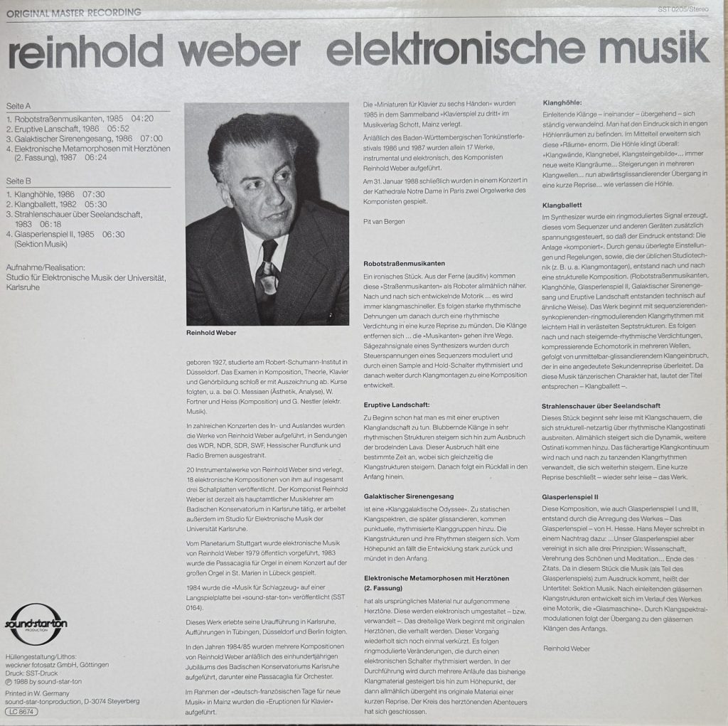 Reinhold Weber - Elektronische Musik