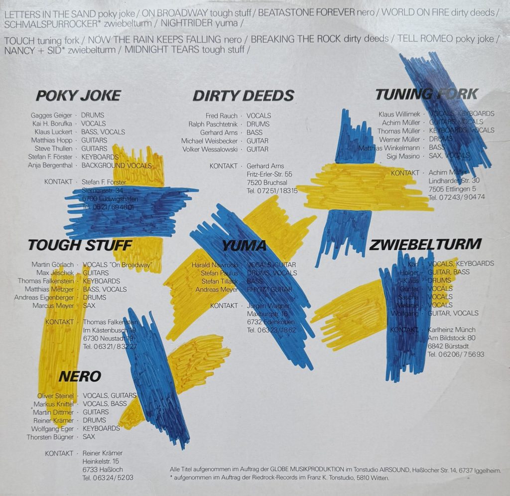 Sevens Up - Sampler mit lokalen Bands: Porky Joke, Dirty Deeds, Tuning Fork, Tough Stuff, Yuma, Zwiebelturm, Nero