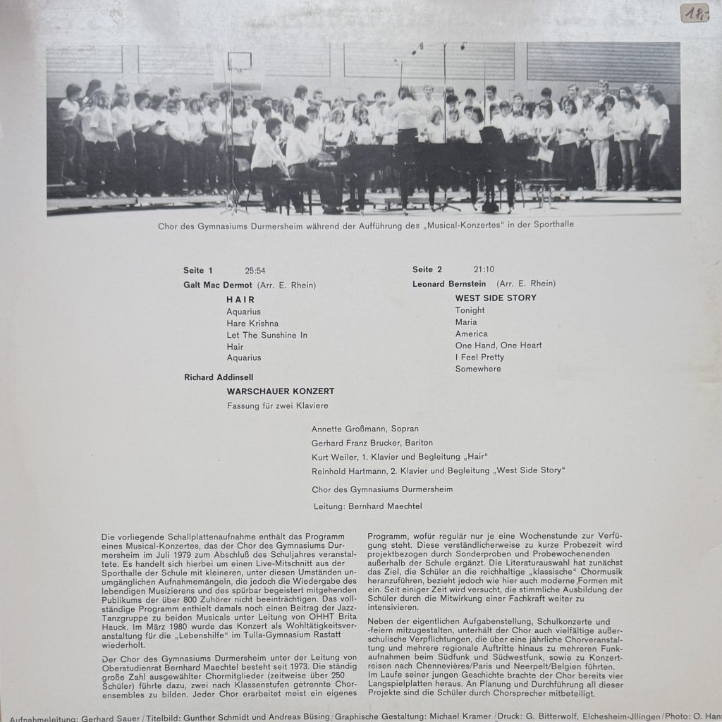 Chor des Gymnasiums Durmersheim - Leitung: Bernhard Maechtel - Hair - West Side Story