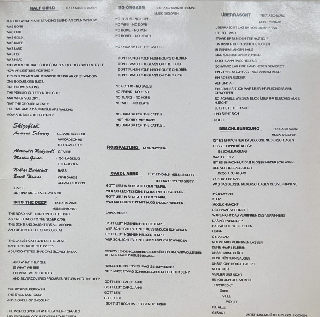 Shizofish sag x 5 (Cassette mit Plattencover) Aufklappcover 2