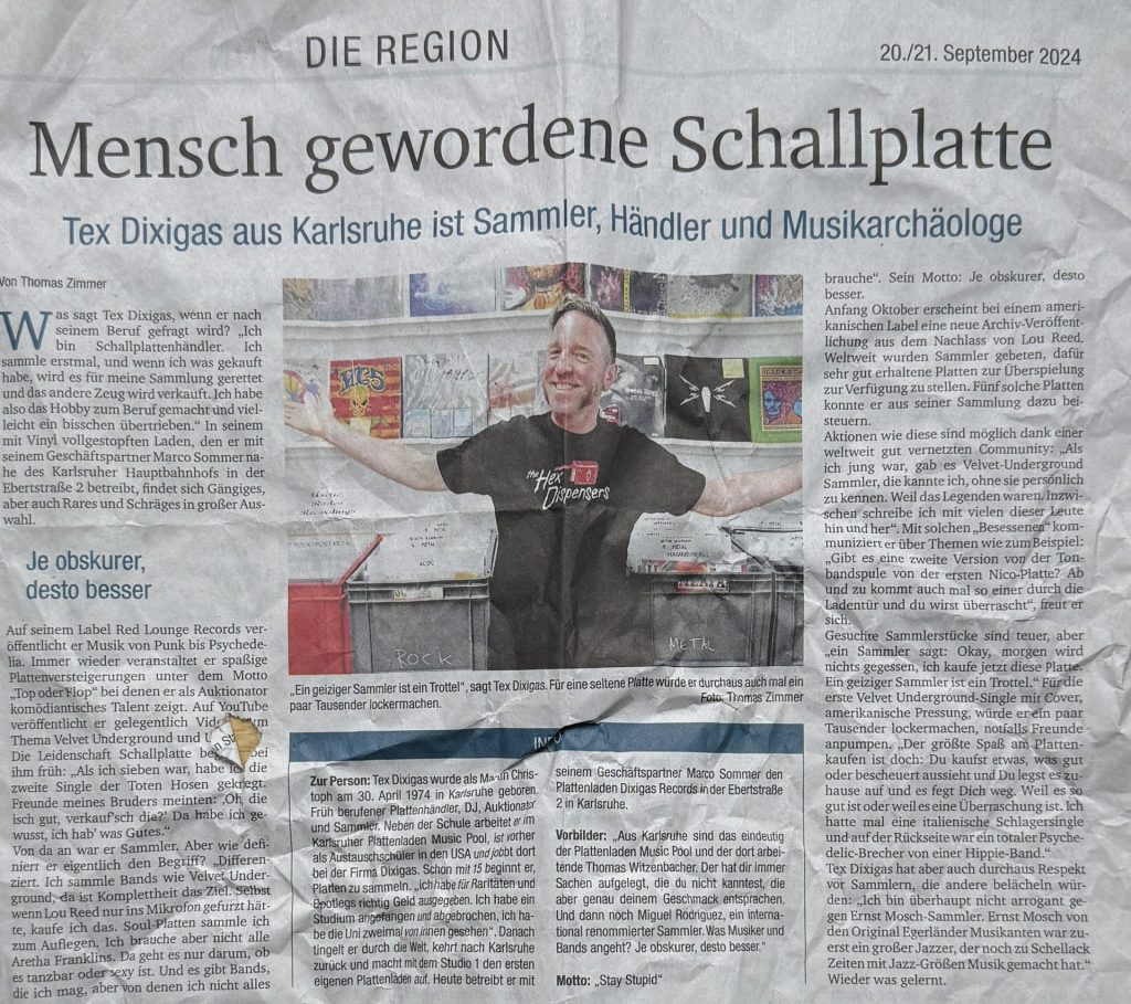 Artikel über Tex Dixigas vom 20/21. September 2024 von Thomas Zimmer