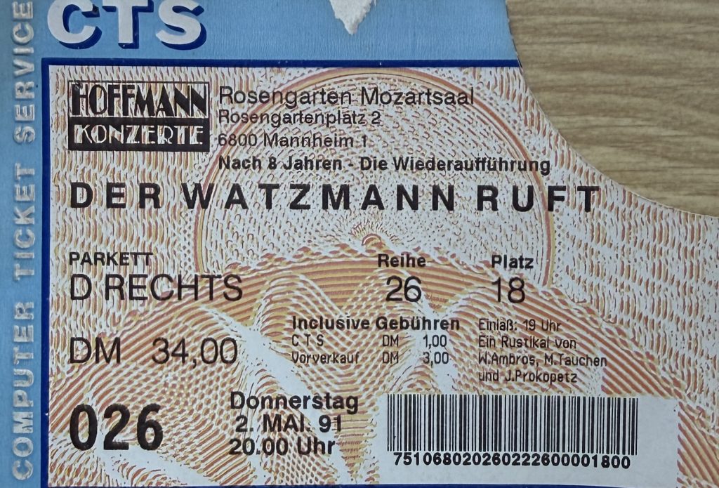 Rosengarten Mannheim am 02. Mai 1991 - Der Watzmann ruft