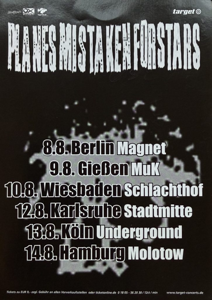 Planes Mistaken for Stars - Tourplan mit Stadtmitte Karlsruhe am 12.08