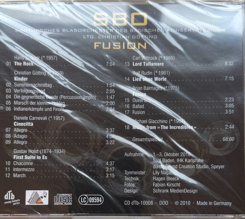 Sinfonisches Blasorchester des Badischen Konservatoriums - Leitung: Christan Götting - Fusion