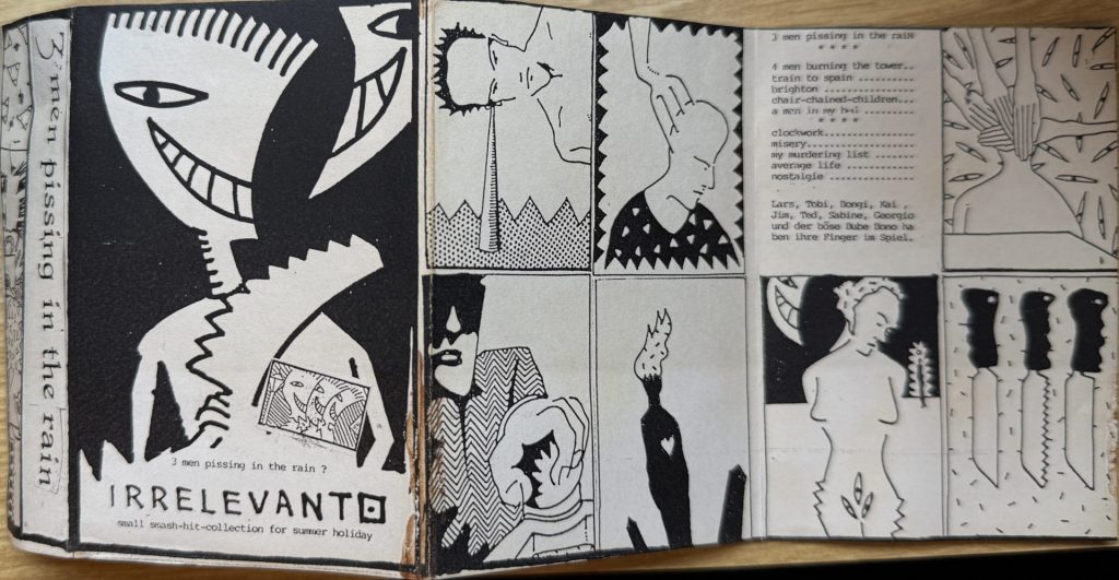 3 men pissing in the rain - Irrelevanto - small smash-hit-collection for summer holiday - musiccassette