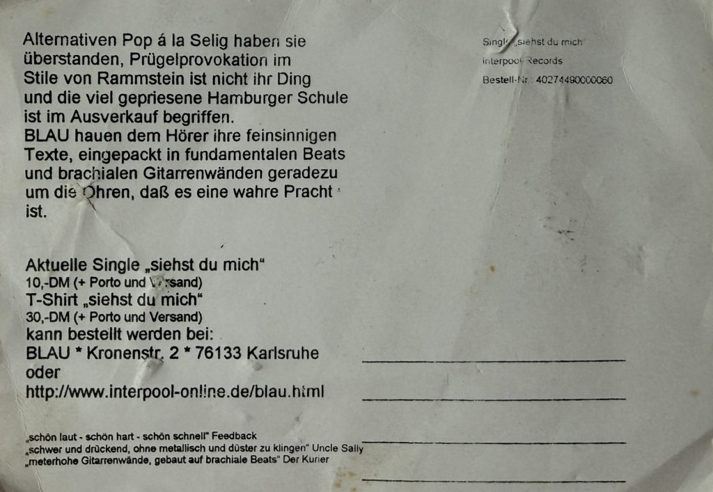 Blau "Siehst du mich" - Promo-Karte (Rückseite)