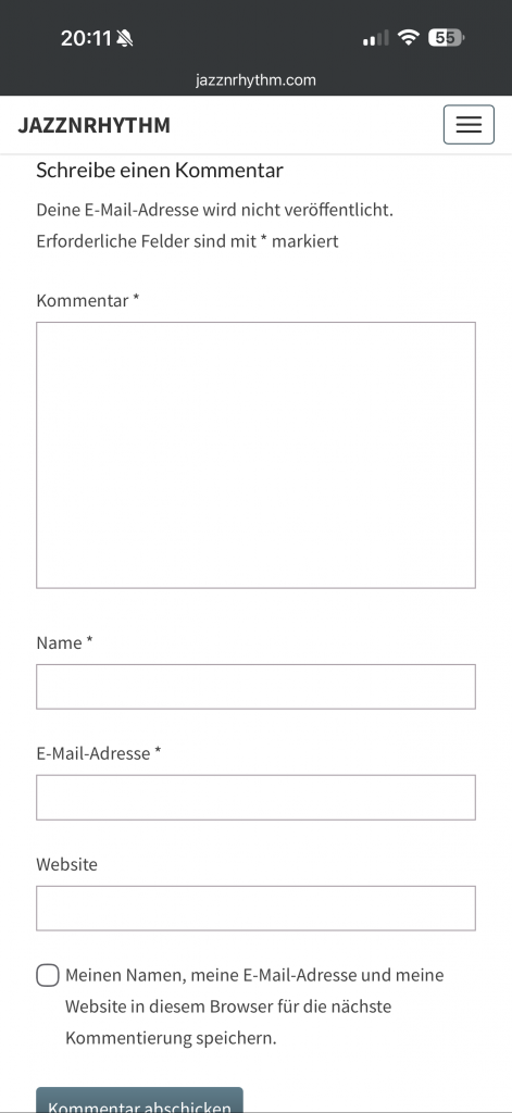 Kommentarfeld auf Jazznrhythm.com