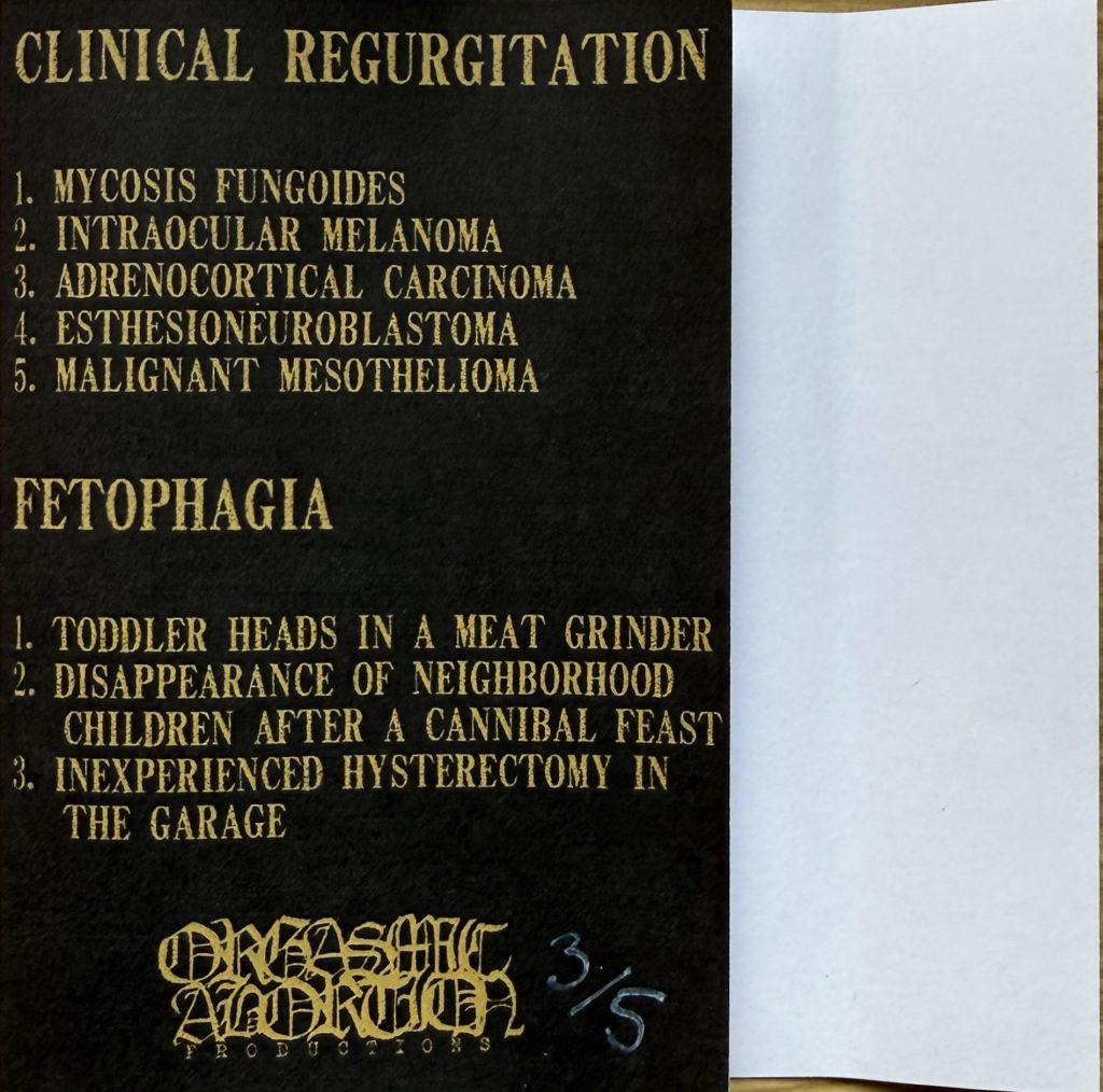 Clinical Regurgitation / Fetophagia- European Gore Sickness- For Freaxxx only (Music Cassette)