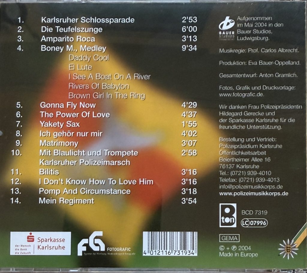 Polizeimusikkorps Karlsruhe - Leitung: Heinz Bierling - Karlsruher Schlossparade CD