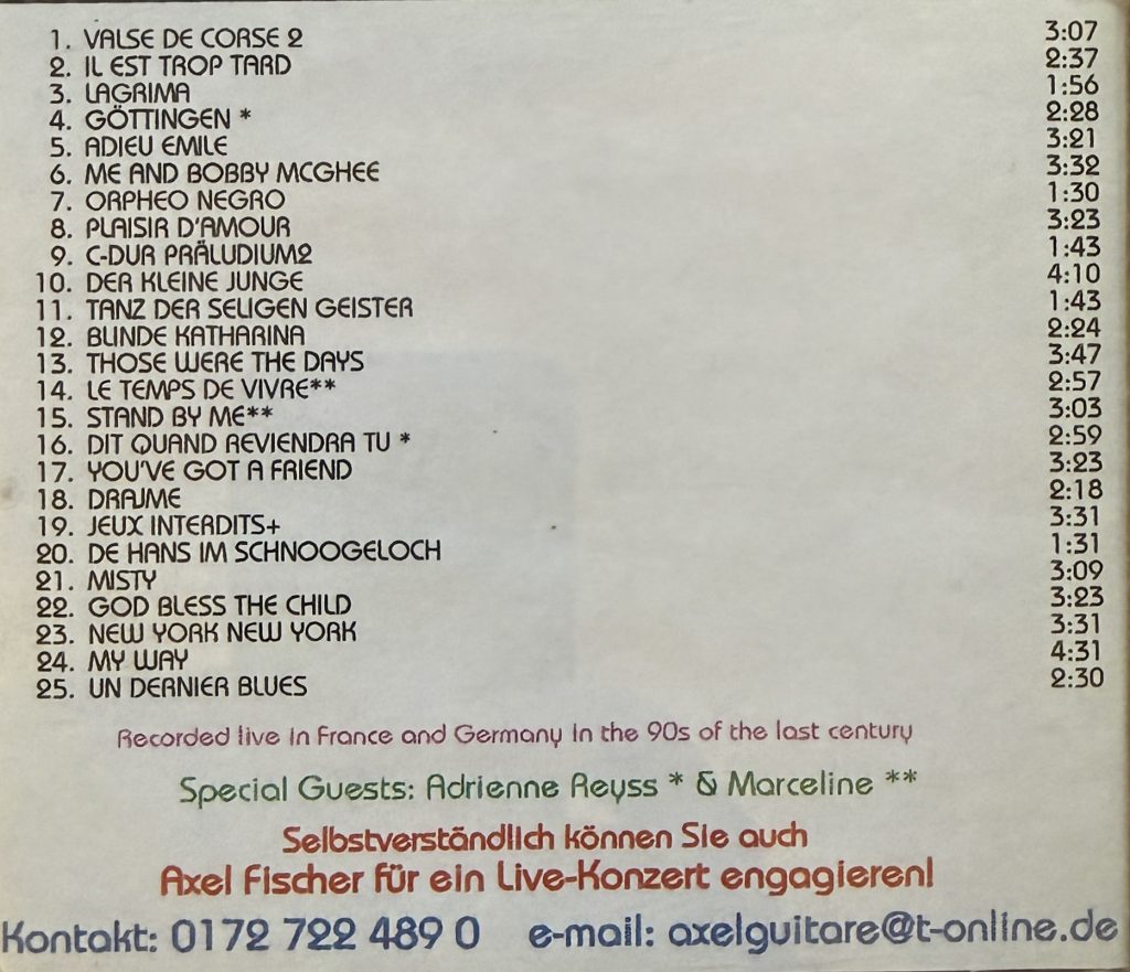Axel Fischer - Live - Un Deernier Blues CD