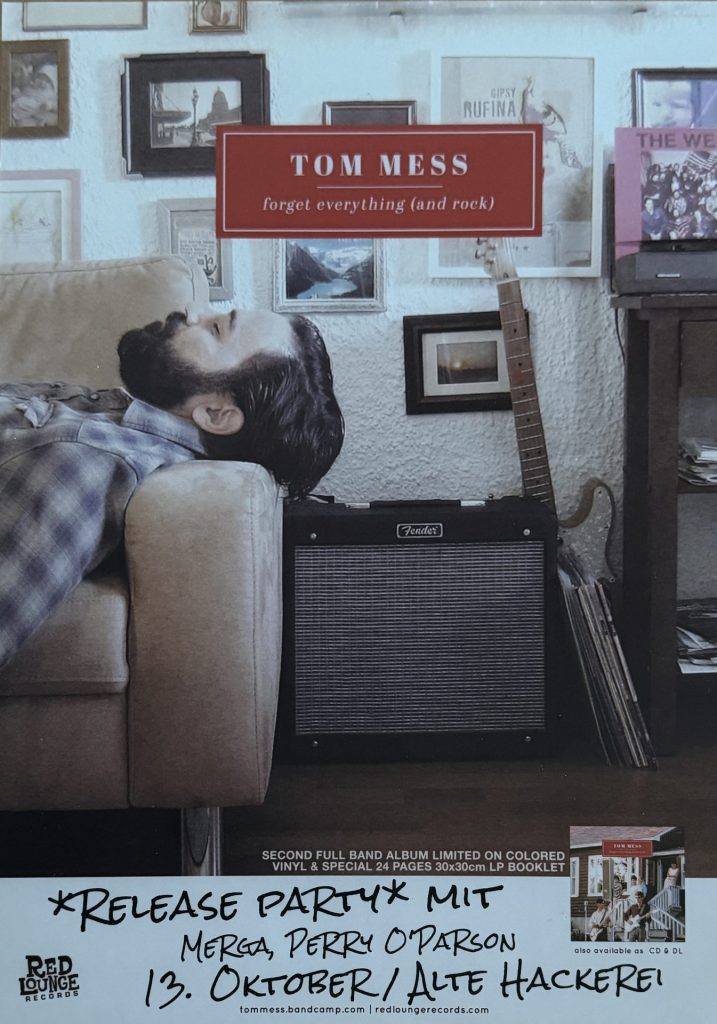 Tom Mess Release Parte am 13 Oktober in der alten Hackerei mit Merga, Perry O' Parson
