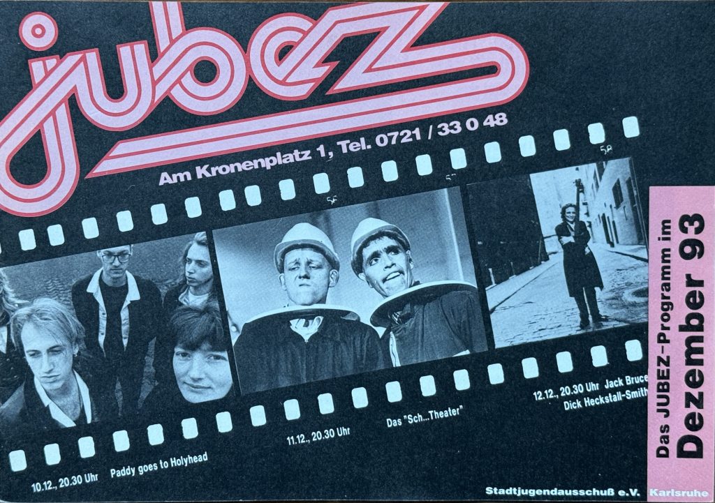 Das Jubez Programm im Dezember 1993 - (Mit Paddy goes to Holyhead, Jack Bruce u.a.)
