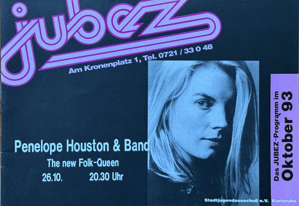 Jubez-Programm vom Oktober 1993 mit Penelope Houston und Band- Cover