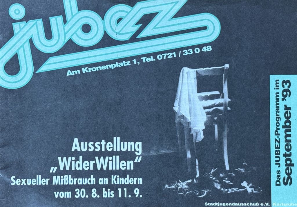Jubez-Programm vom September 1993 mit der Ausstellung "WiderWillen" zum sexuellen Mißbrauch von Kindern auf dem Titel