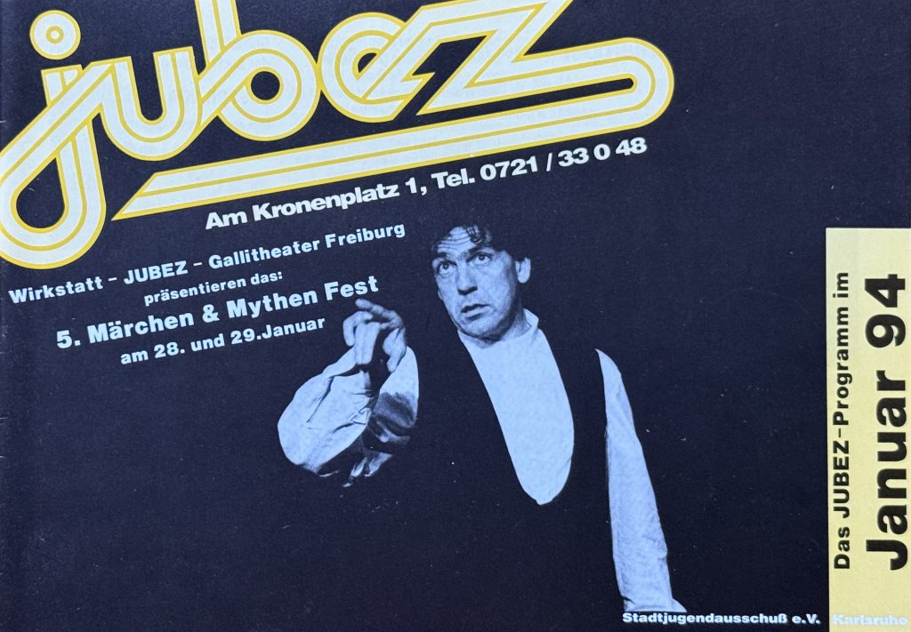 Jubez-Programm vom Januar 1994 mit der Wirkstatt und dem Gallitheater Freiburg - Präsentation des 5. Märchen und Mythen Fest am 28. und 29. Januar