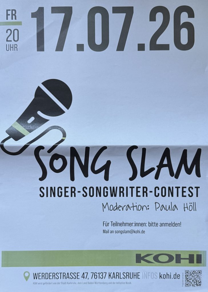 Song Slam - Singer Songwriter Contest im KOHI - Moderation Paula Höll am 17.07.2026
