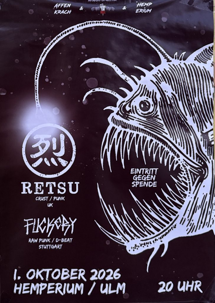 Hemperium Ulm: Retsu und Fuckery am 1. Oktober 2026 im Hemperium Ulm um 20:00 Uhr