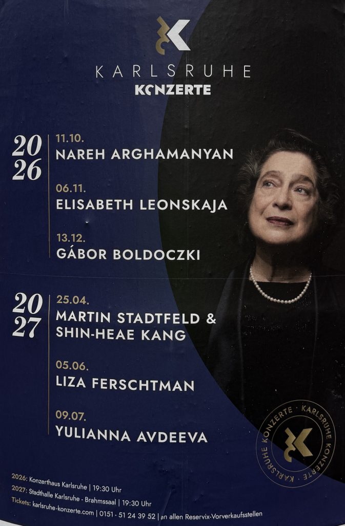 Karlsruher Konzerte 2026- 2027Mit Nareh Arghamanyan, Elisabeth Leonskaja, Gábor Boldoczki, Martin Stadtfeld & Shin-Heae Kang, Liza Ferschtman, Yulianna Avdeeva