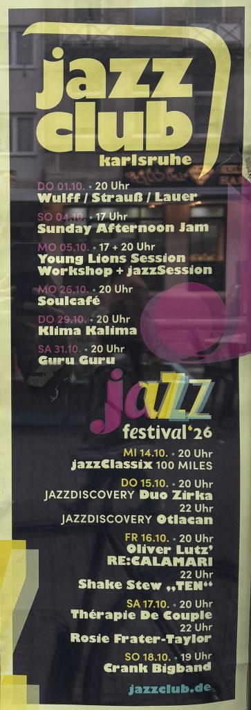 Jazzclub - Oktober 2026 Programm