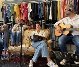Jochen Seiterle, Sandie Wollasch, Sandrine Neye und Rolf Ableiter beim Konzert im Laden Zwei am 06.09.2025 Jochen Seiterle, Sandie Wollasch, Sandrine Neye und Rolf Ableiter beim Konzert im Laden Zwei am 06.09.2025
