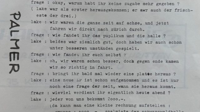 Groovy war eine Zeitschrift des interkonfessionellen Jugendclubs Wr an der Friedenskirche in Karlsruhe Weiherfeld - Interview mit Emerson, Lake & Palmer